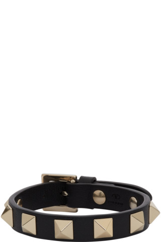 Garavani: Black Valentino Garavani Rockstud Bracelet SSENSE