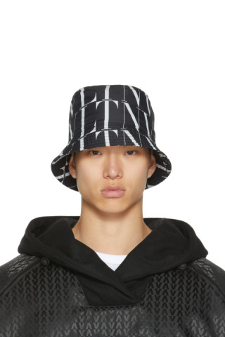 Valentino Garavani: Black Allover 'VLTN' Bucket Hat | SSENSE