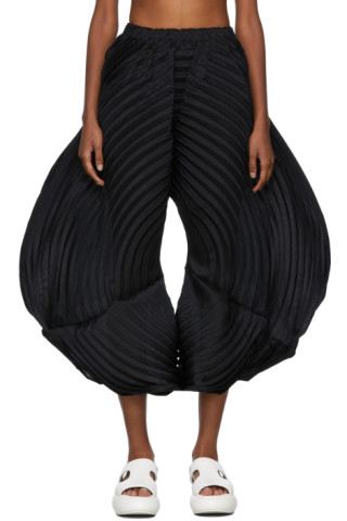 Issey Miyake: Black Monochrome Planet Trousers | SSENSE