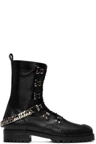 Christian Louboutin Chain-Midsole Red Sole Ankle Boot Black