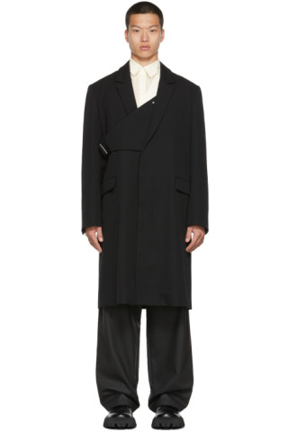 AMBUSH: Black Single-Breasted Belted Coat | SSENSE