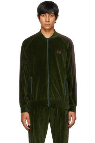 NEEDLES: Green Velour Track Jacket | SSENSE