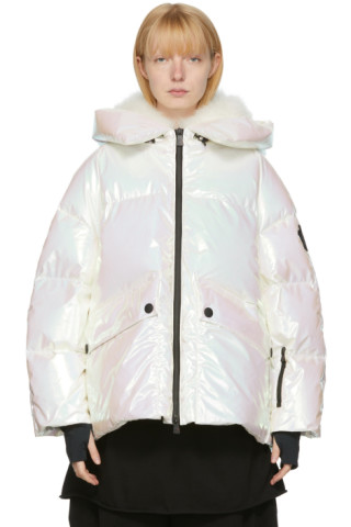 Moncler Grenoble: White Iridescent Tellier Jacket | SSENSE