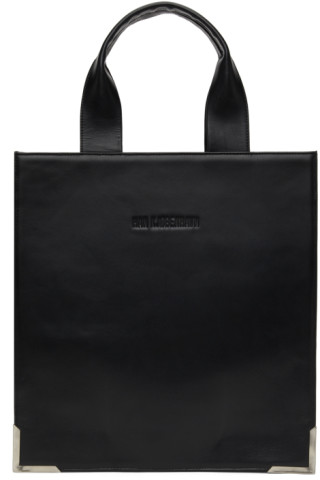 Han Kjobenhavn: Black Leather Logo Tote | SSENSE Canada