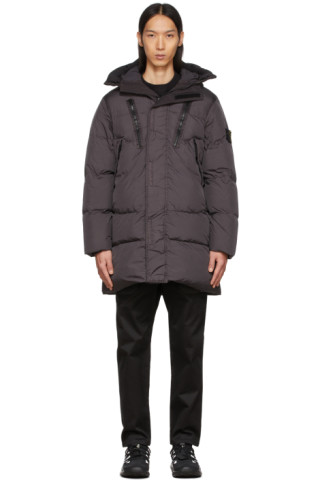 Black Crinkle Reps Down by Stone Island on Sale