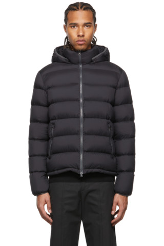 Herno: Black Down Microfiber Bomber Jacket | SSENSE