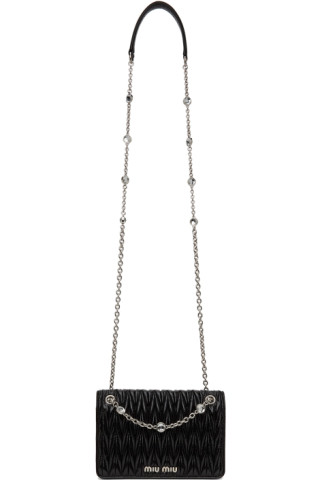 Miu Miu: Black Matelassé Mini Bag | SSENSE Canada