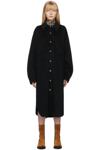 Black Cruza Wool Coat by Nanushka on Sale