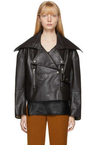 Black Regenerated Leather Ado Jacket by Nanushka on Sale