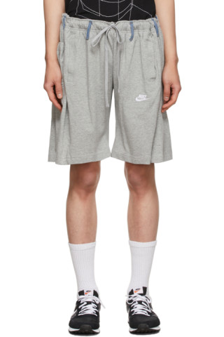 Bless: SSENSE Exclusive Grey & Blue Overjogging Jeans Shorts