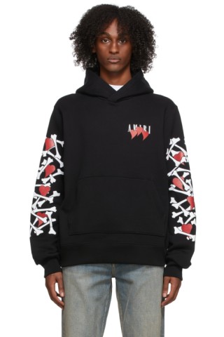 Black Three Heart Bones Hoodie by AMIRI on Sale