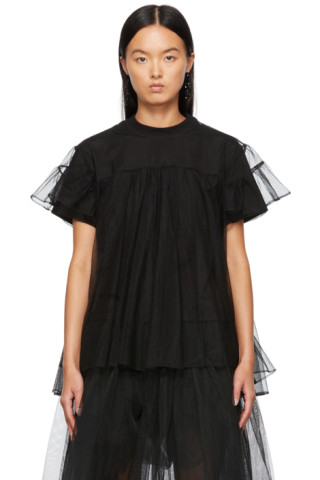 SSENSE Exclusive Black Tulle Overlay T-Shirt by Shushu/Tong on Sale