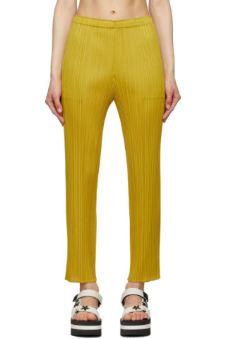 Pleats Please Issey Miyake: Yellow Monthly Colors May Trousers | SSENSE