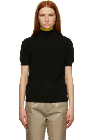 Black & Yellow Crew Turtleneck by Olēnich on Sale