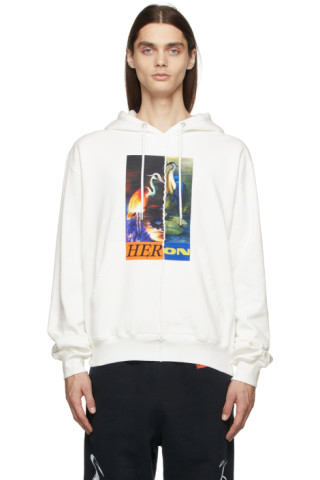 Heron Preston: White Split Herons Hoodie | SSENSE