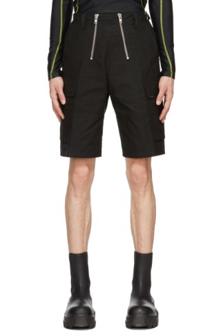 GmbH: Black Ripstop Double Zip Cargo Shorts | SSENSE