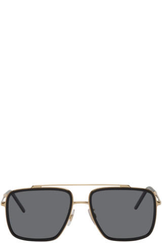 Dolce & Gabbana: Black & Gold Madison Sunglasses | SSENSE Canada