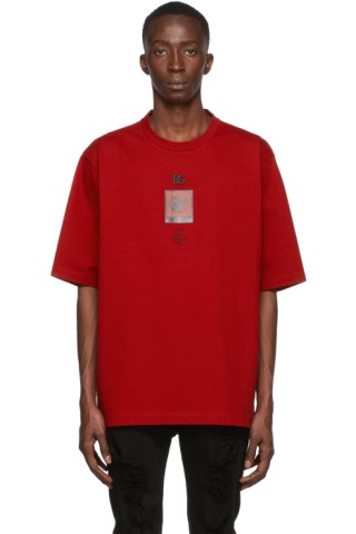 Dolce & Gabbana: Red & Black DG Logo Print T-Shirt | SSENSE