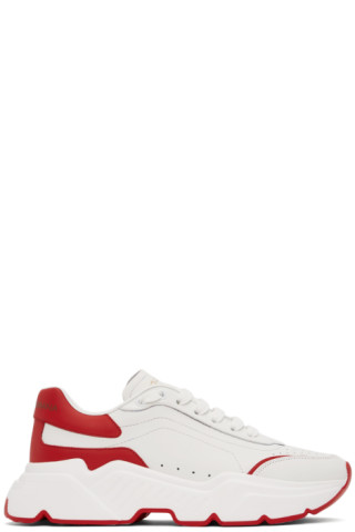 dolce and gabbana white and red sneakers