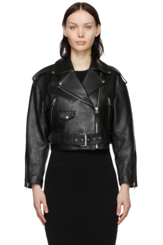 Black Leather Xenia Jacket by MACKAGE on Sale