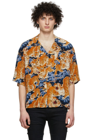 Orange & Blue Oversize Tiger Short Sleeve Shirt by R13 on Sale