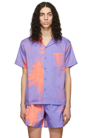 Purple & Orange Palm Camp Shirt by Double Rainbouu on Sale