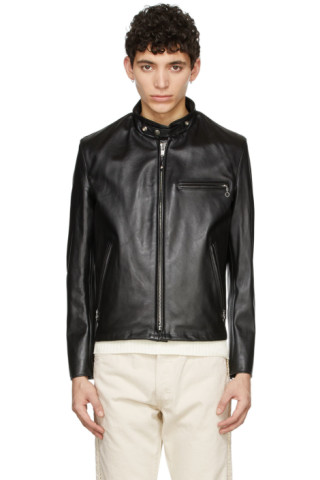 Schott: Black Racer Leather Jacket | SSENSE