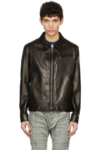 Schott: Black Delivery Leather Jacket | SSENSE