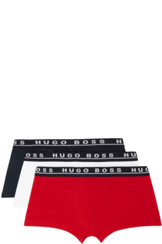 Hugo Boss, Underwear & Socks, Nib Hugo Boss Multi Red Blue Black Pure  Cotton Boxer Briefs L 3 Pr No Fly Pouch
