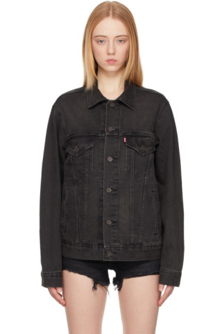 Black Vintage Fit Trucker Denim Jacket by Levi's on Sale