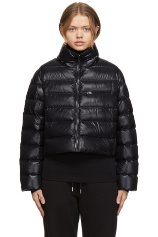 Moncler: Black Down Cropped Morgat Jacket | SSENSE