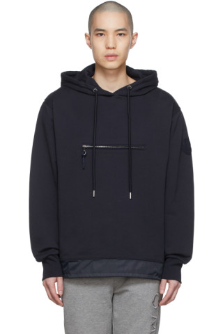 Moncler: Navy Cotton Hoodie | SSENSE