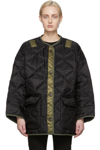 Black & Green Down Quilted Teddy Jacket by The Frankie Shop on