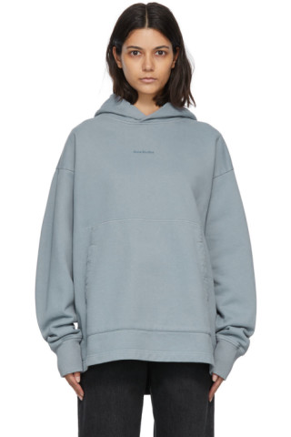 Acne Studios: Blue Organic Cotton Hoodie | SSENSE