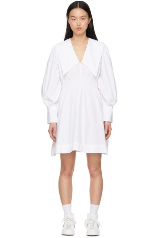 GANNI - White Organic Cotton Mini Dress