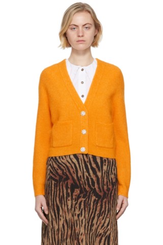 GANNI: Orange Soft Wool Cardigan | SSENSE