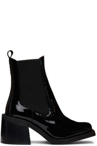 GANNI: Black Naplack High Heel Chelsea Boots | SSENSE