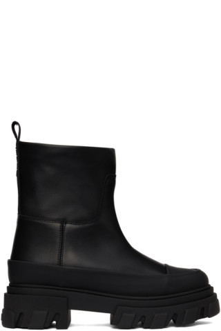 Black Leather Tubular Boots by GANNI on Sale