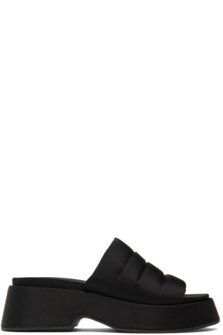 GANNI: Black Padded Retro Pool Platform Sandals | SSENSE