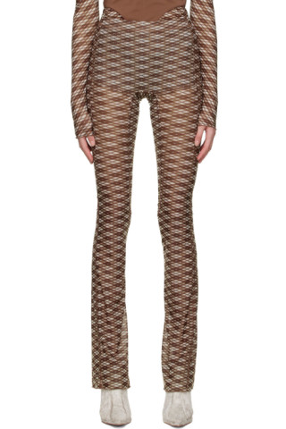 Brown Polyester Trousers by KNWLS on Sale