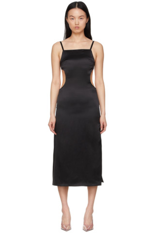Black Silk Mid-Length Dress by Rokh on Sale