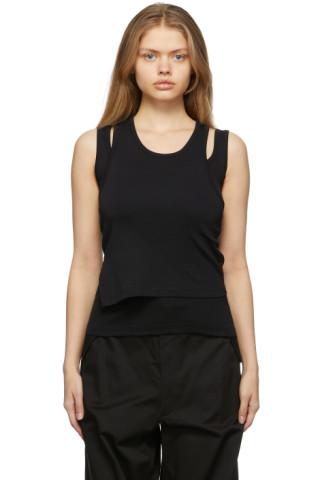 Helmut Lang: Black Base Ribbed Tank Top | SSENSE