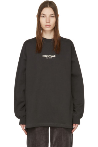 Black Relaxed Crewneck Sweatshirt by Fear of God ESSENTIALS on Sale