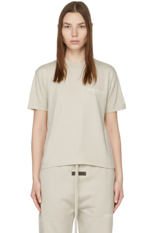 Fear of God ESSENTIALS: Beige Short Sleeve T-Shirt | SSENSE