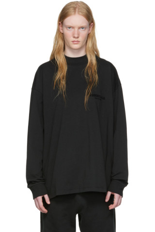 Black Cotton Long Sleeve T-Shirt by Fear of God ESSENTIALS on Sale