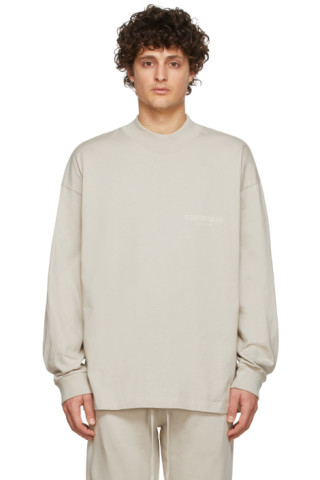 Fear of God ESSENTIALS: Beige Cotton Jersey Long Sleeve T-Shirt | SSENSE