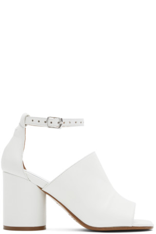 Maison Margiela: White Tabi Heeled Sandals | SSENSE Canada