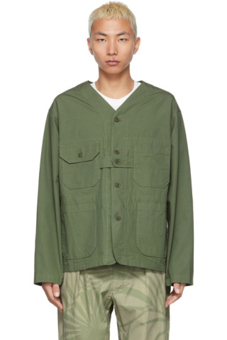 Engineered Garments: Green Ripstop Cardigan Jacket | SSENSE