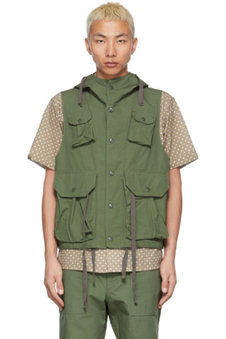 Engineered Garments: Green Ripstop Field Vest | SSENSE