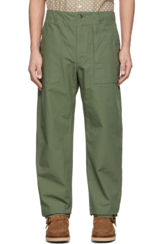 Engineered Garments: Khaki Cotton Ripstop Fatigue Trousers | SSENSE Canada